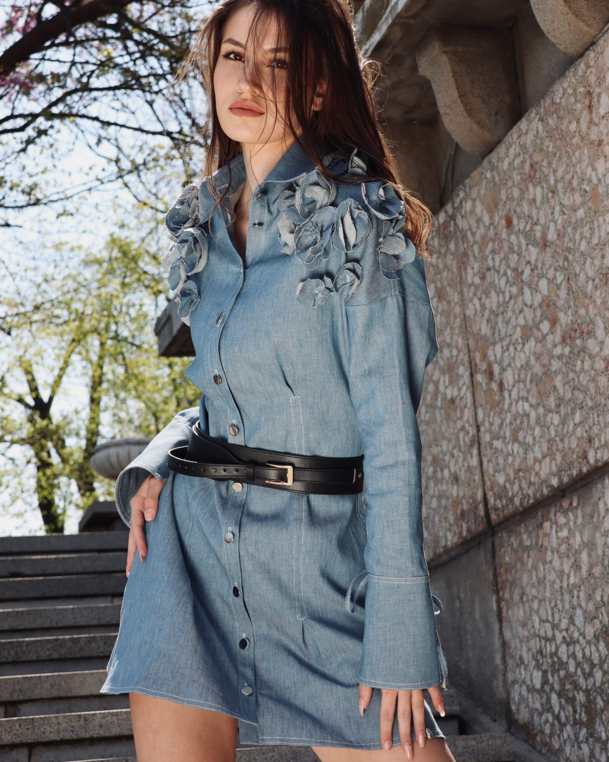 DENIM FLOWER DRESS - 2